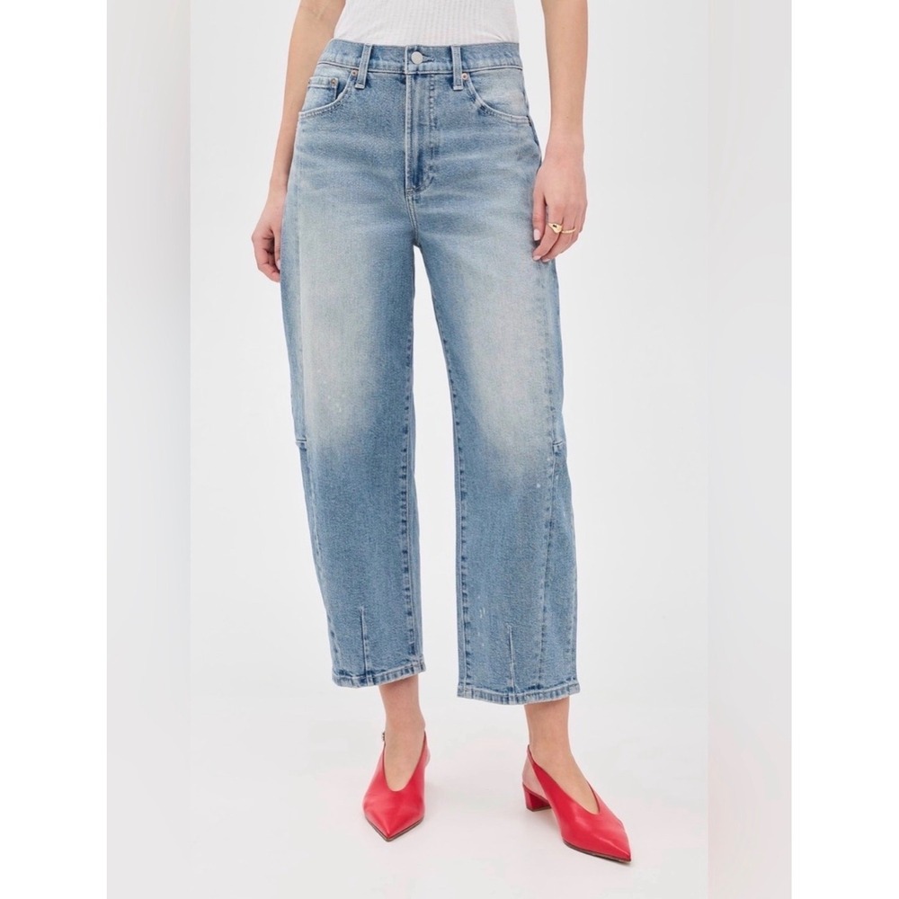 Pistola NEW Eli Jeans Blue Dynamic wash High Rise Arched Leg Barrel fall crop 32